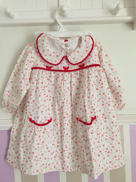 Vestido de inverno branco floral Tam 1-2 anos