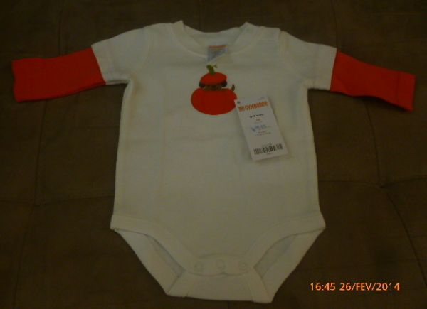 Body Manga Comprida Abóbora - 0 a 3 meses - Gymboree