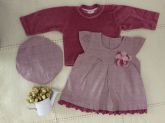Conjunto 3 peças: vestido, blusa e boina Tam M