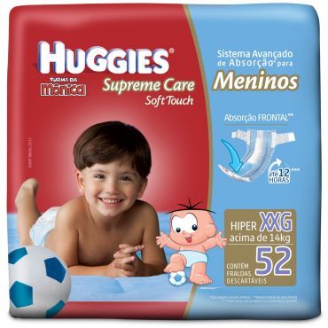 Fralda Turma da Mônica Supreme Care Menino -XXG - Huggies