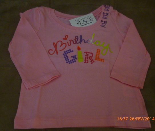 Camiseta Birthday Girl - 9 a 12 meses - The Children`s Place