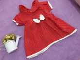 Vestido vermelho poá branco